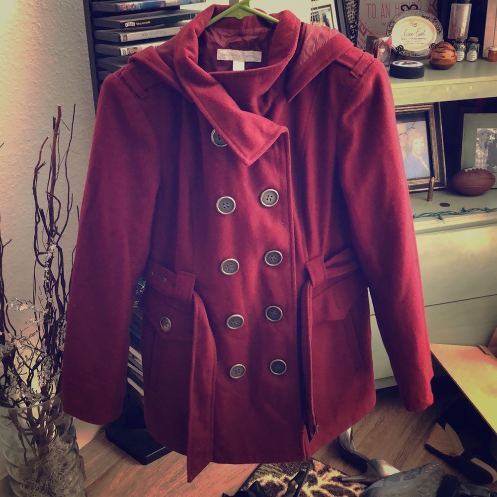 Burgundy pea coat